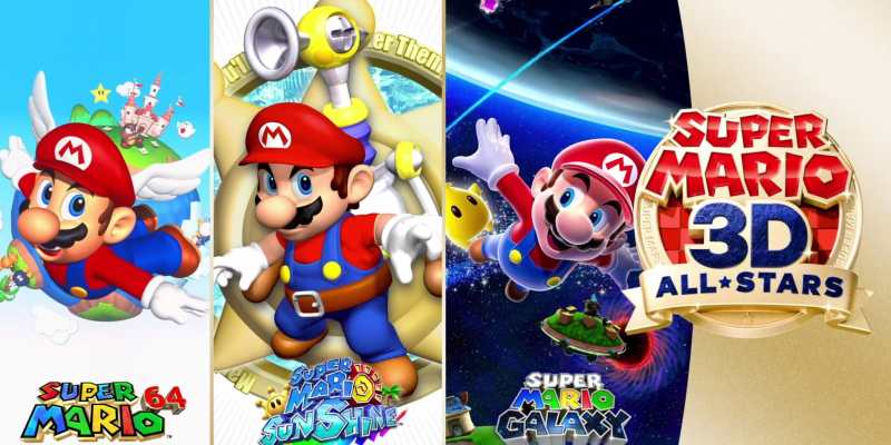 Super Mario 3D All-Stars, Mario 35th Anniversary, Super Mario Sunshine, Super Mario Galaxy, Super Mario 64