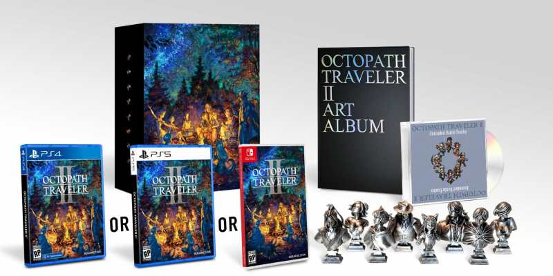 Octopath Traveler II 2 Collectors Edition preorder Square Enix Store Nintendo Switch PS4 PS5 PlayStation 4 5 bust figures mini OST art book hardcover Collector's Edition