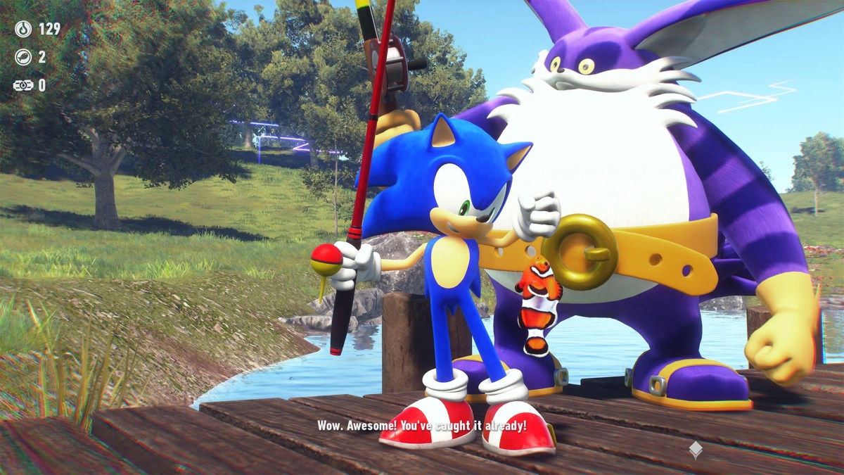 Fishing with Big the Cat is the best part of Sonic Frontiers because it lets you skip all the parts of the game that are no fun.