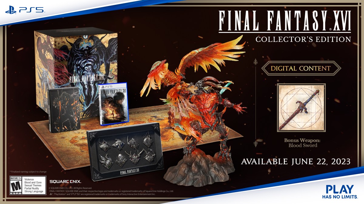 All the details for the Final Fantasy XVI (FF16) standard, Deluxe Edition, and Collectors Edition: where how when to preorder, plus prices CE collector's edition