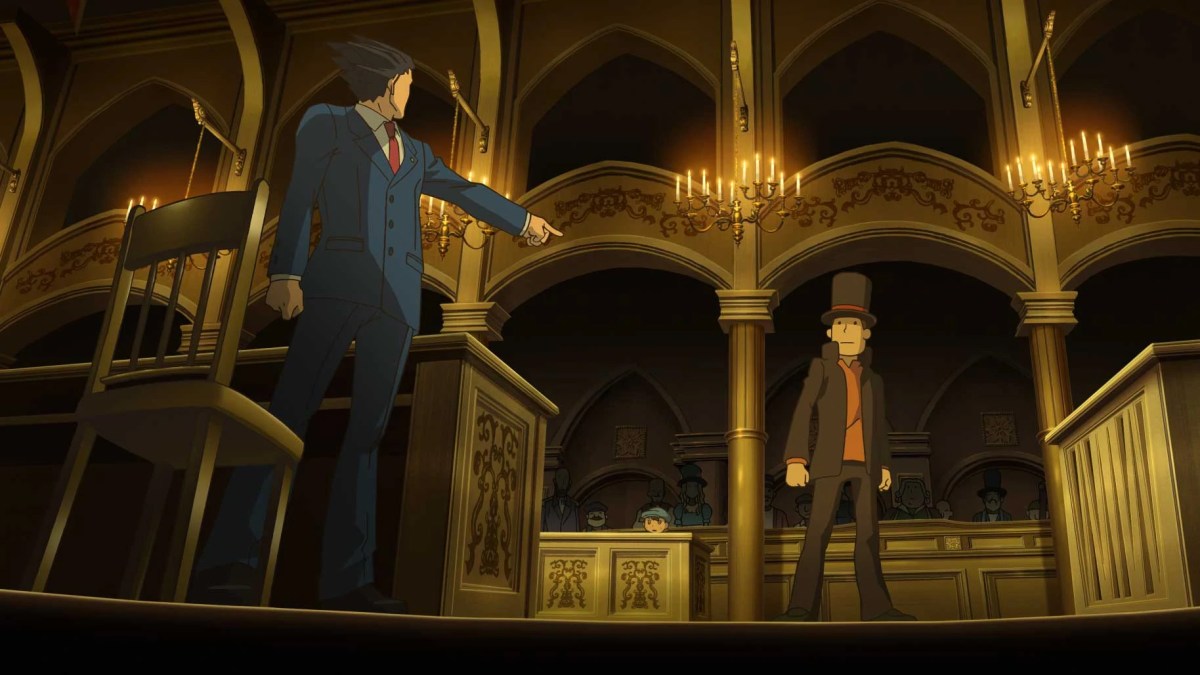 revisit ridiculousness and absurd story of Professor Layton vs. Phoenix Wright: Ace Attorney from Capcom and Level-5 on Nintendo 3DS, 2 sequel necessary on Nintendo