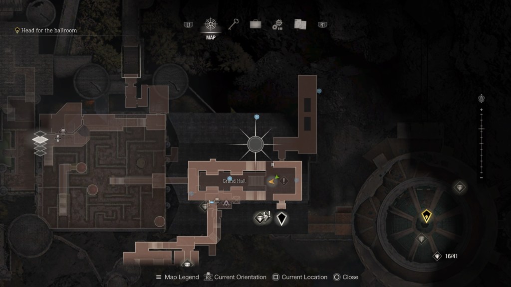 Resident Evil 4 remake Blue Medallions quest 4 castle Grand Hall map