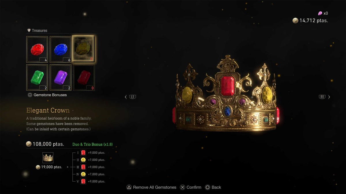 Here is everything you need to know about to sell a treasure for 100k / 100,000 pesetas in Resident Evil 4 remake to earn an achievement, Astute Appraiser, with Elegant Crown