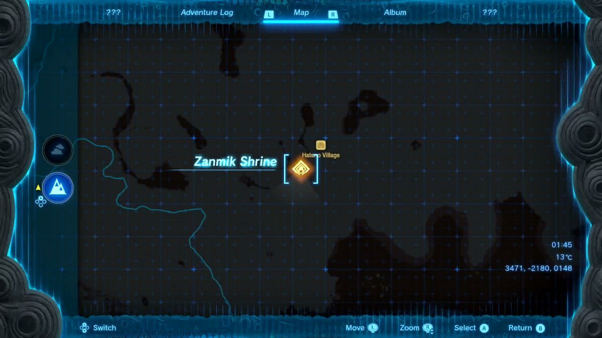 Location of the Zanmik Shrine in Tears of the Kingdom.