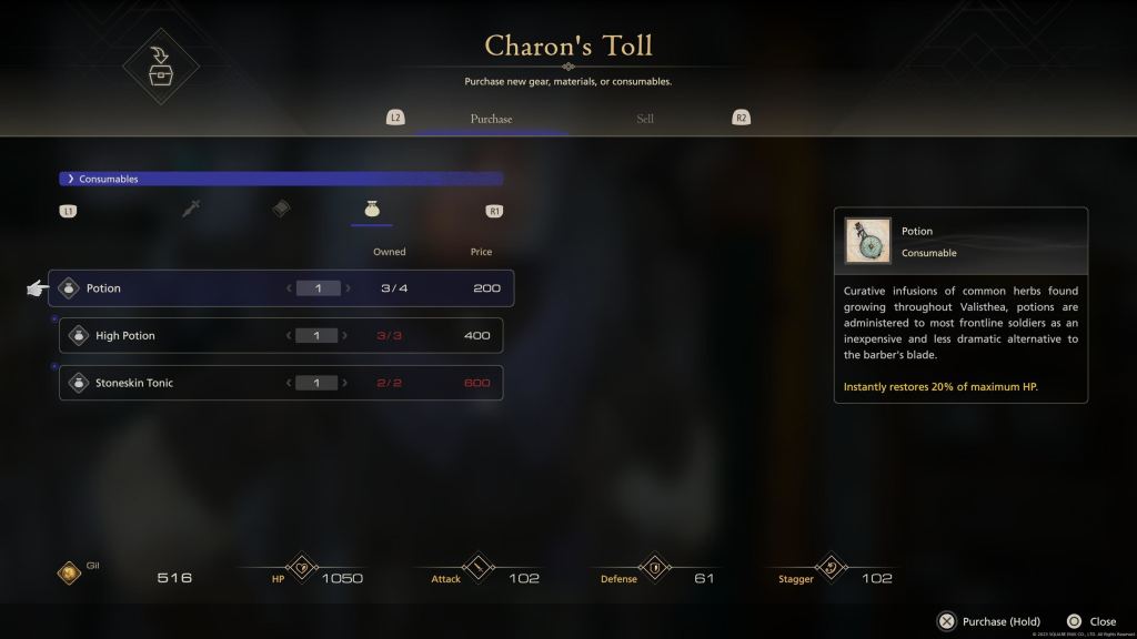 how to get more potions in Final Fantasy 16 FF16 XVI