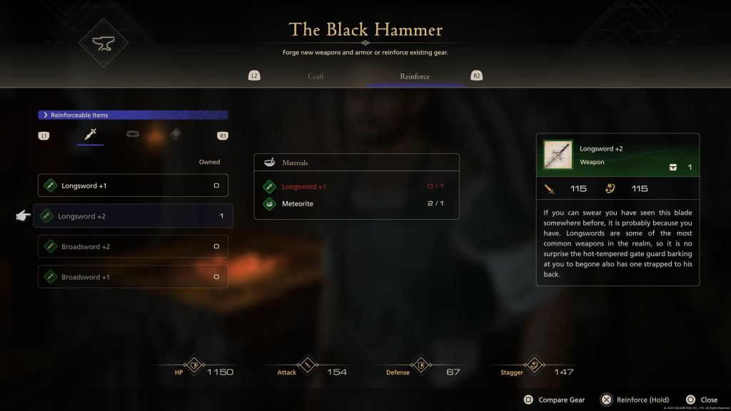 Here is a full explanation of how to craft gear, including weapons and armor, in Final Fantasy 16 (FF16) at the blacksmith.