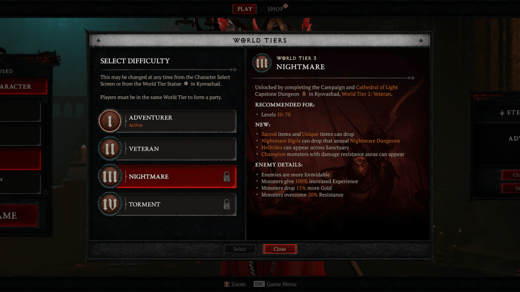 What Are the World Tier Differences in Diablo 4 IV Blizzard Tiers 1 2 3 4 Adventurer Veteran Nightmare Torment