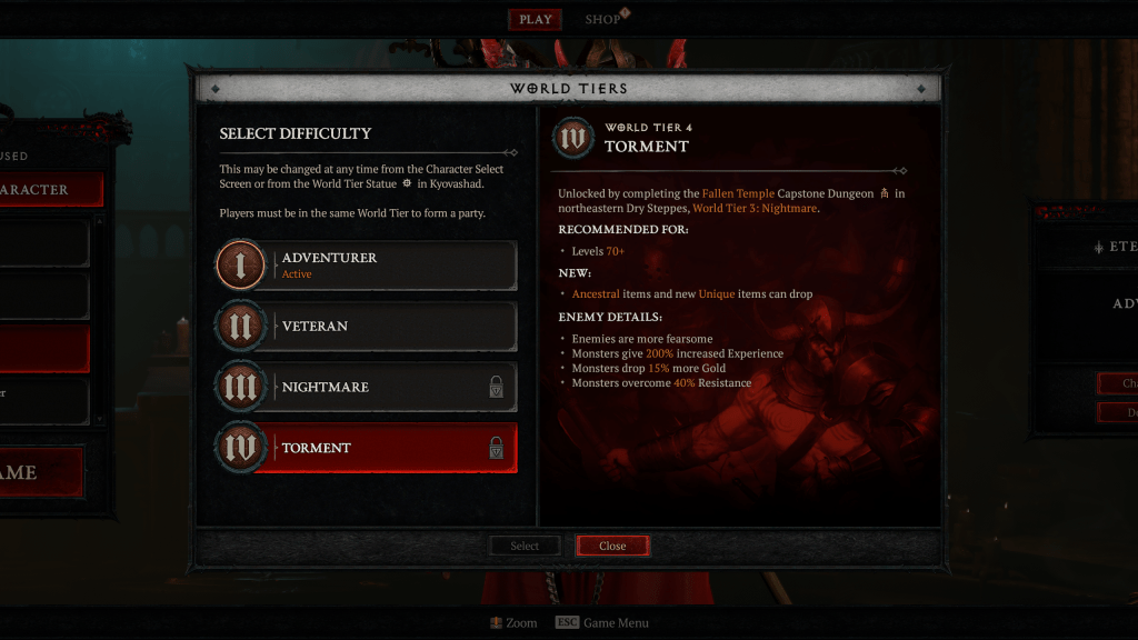 What Are the World Tier Differences in Diablo 4 IV Blizzard Tiers 1 2 3 4 Adventurer Veteran Nightmare Torment