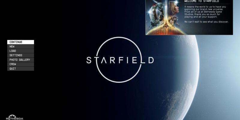 The Starfield start screen is the latest target of games industry discourse on social media.