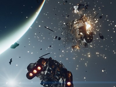 A Starfield ship is blowing up another ship. But can you steal NPC ships?