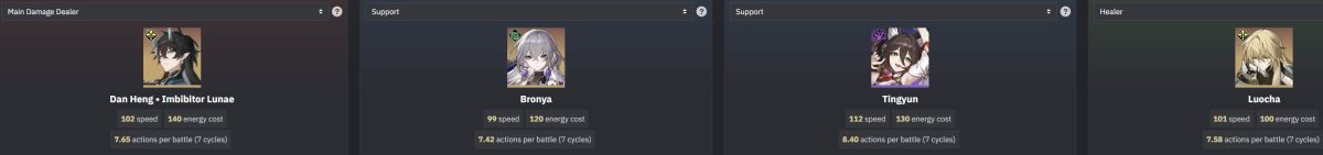 Double buff Imbibitor Lunae Team comp in Honkai: Star Rail - Imbibitor Luna, Bronya, Tingyun, and Luocha