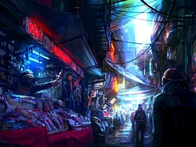 The bustling streets of Neon in Starfield