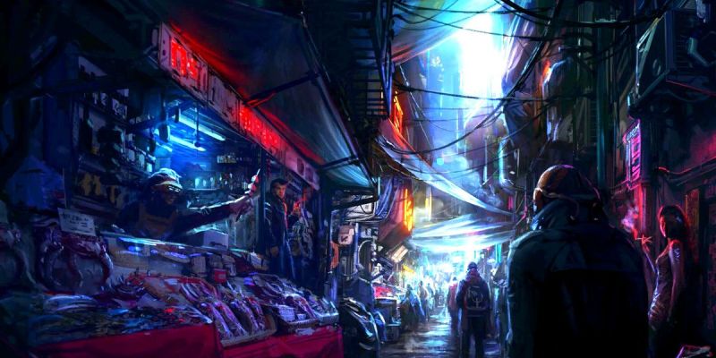 The bustling streets of Neon in Starfield