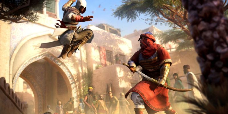 Basim attacks a soldier in Assassin's Creed Mirage