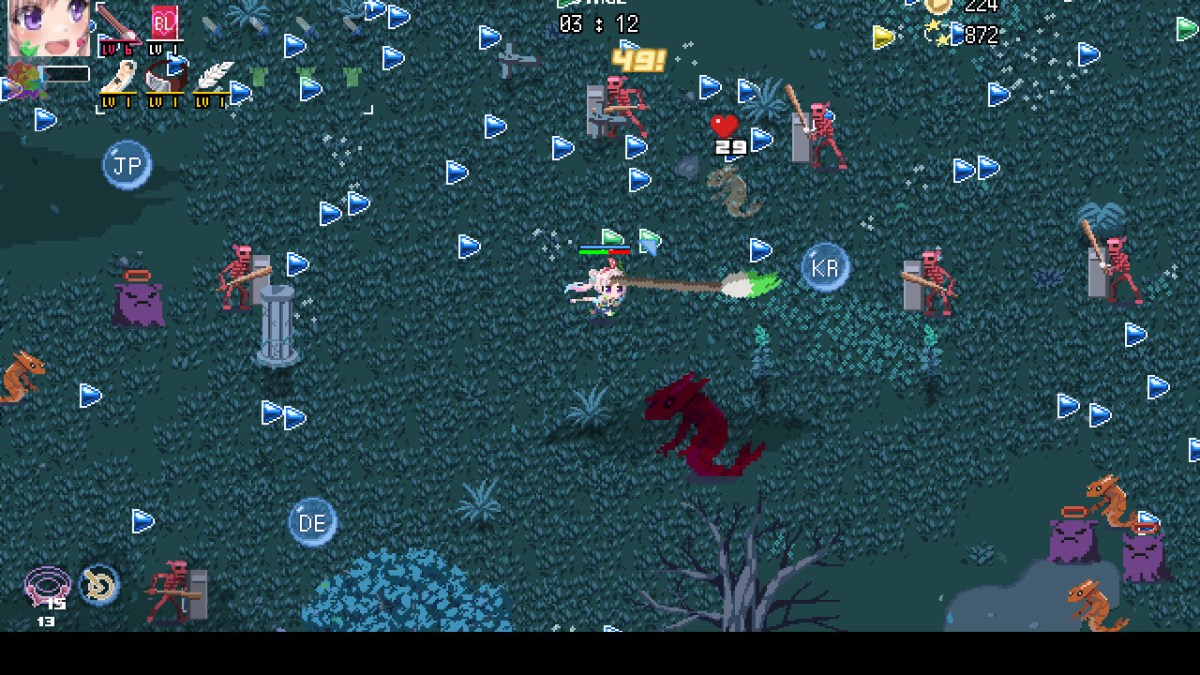 Best games like Vampire Survivors. This image shows a screenshot from HoloCure. 
