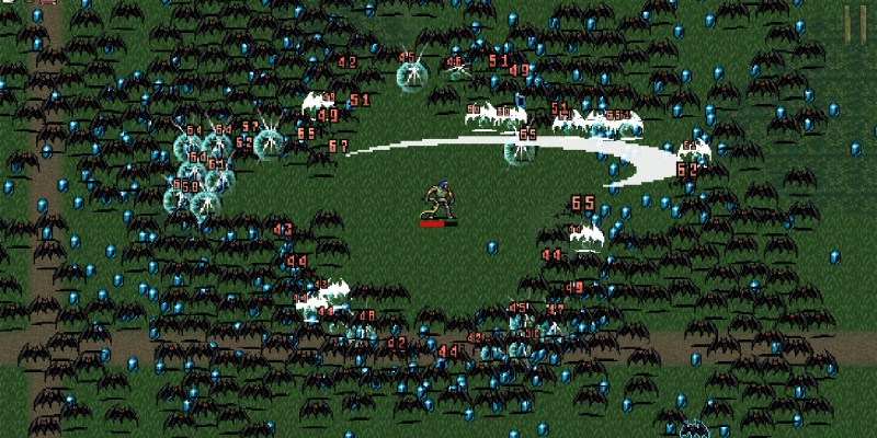 Best Vampire Survivor PowerUp order. This image shows a screenshot from Vampire Survivors of a character fighting bats.