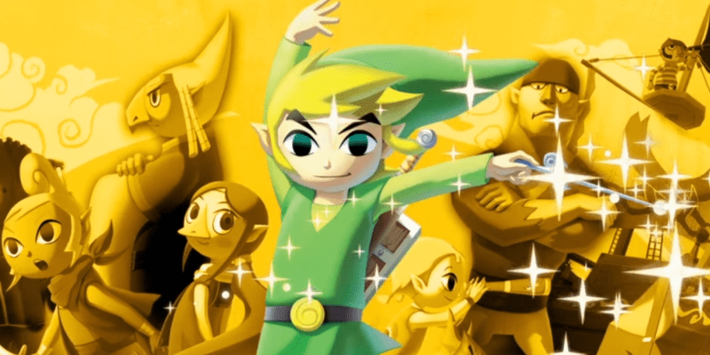 toon link from the legend of zelda the wind waker hd waving his wand