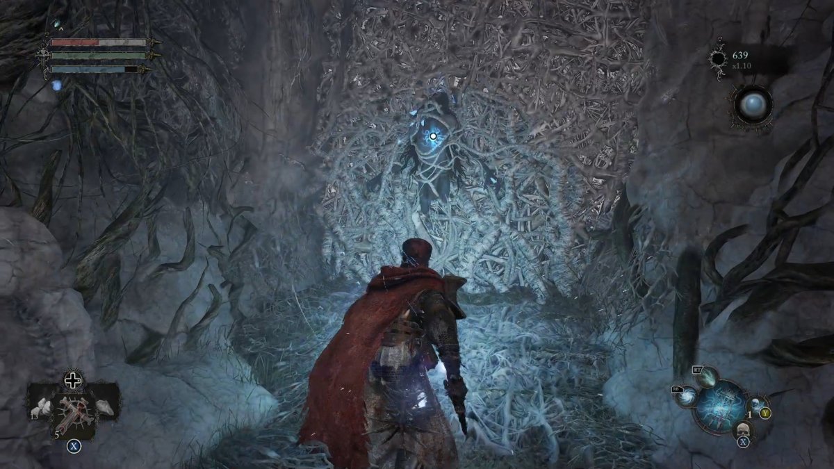 An image from Lords of the Fallen as part of a guide on how to beat the Kinrangr Guardian Folard boss.