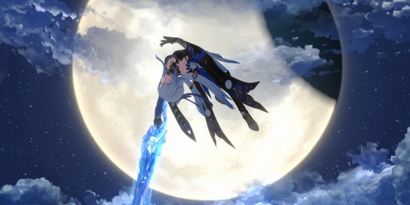 Image of Jingliu in front of a moon in Honkai: Star Rail. The article this comes from is a guide to the best build for Jiingliu in Honkai: Star Rail.