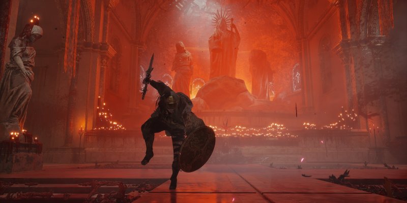 An image of Rapturous Huntress Lirenne in Lords of the Fallen (LotF) as part of a guide on how to beat her.
