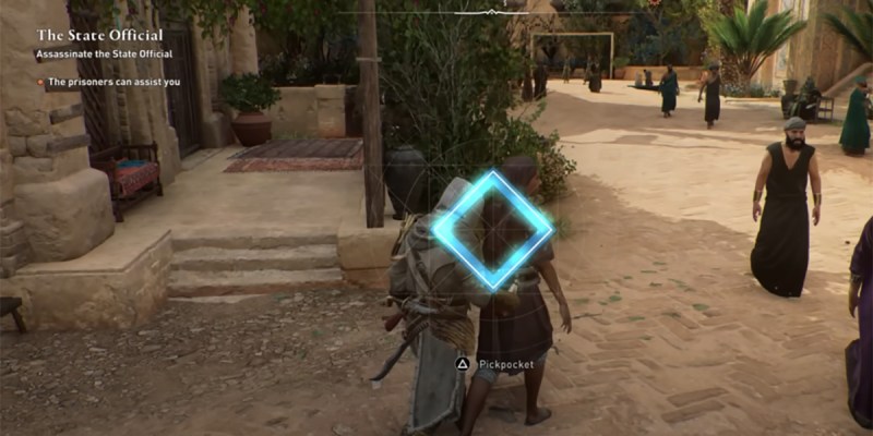 An image showing pickpocketing in Assassin's Creed Mirage (AC Mirage) as part of an article on the best way to get easy Favor Tokens.