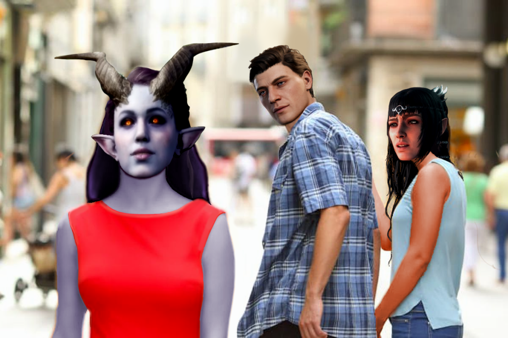 This Distracted Boyfriend Baldur's Gate 3 meme is one of many.