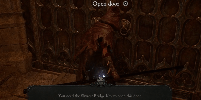 trying to open a locked door in skyrest bridge