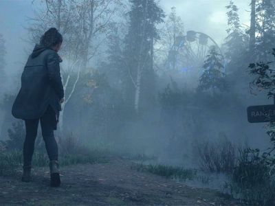 Saga Anderson walking in the forest in Alan Wake 2