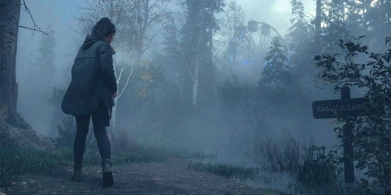 Saga Anderson walking in the forest in Alan Wake 2