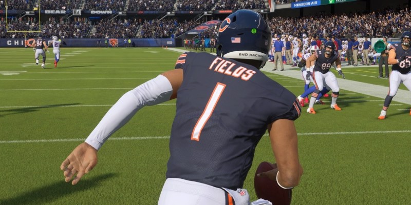 Justin Fields running in Madden 24. This image is part of an article about the best teams to rebuild in Madden 24.