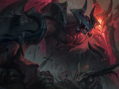 Aatrox holding a blade in League of Legends (LoL).