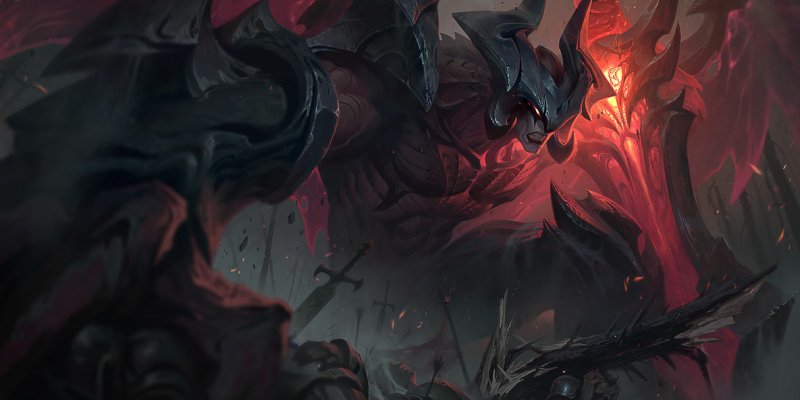 Aatrox holding a blade in League of Legends (LoL).