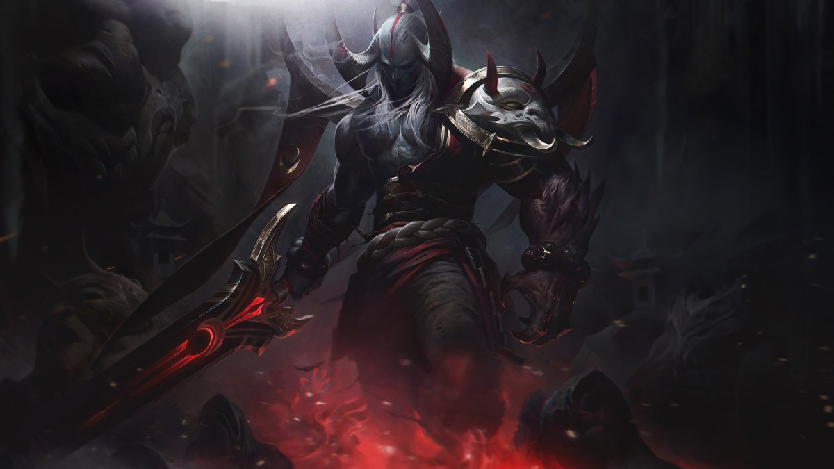 Blood Moon Aatrox standing in League of Legends (LoL).