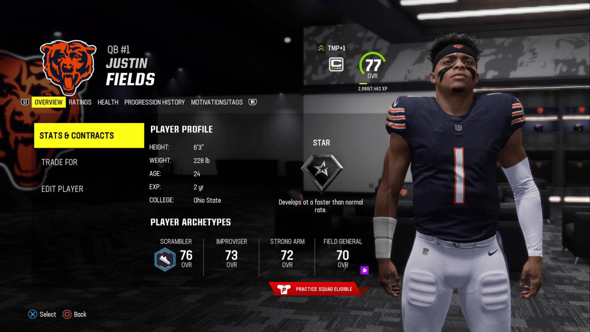 Justin Fields in Madden 24.