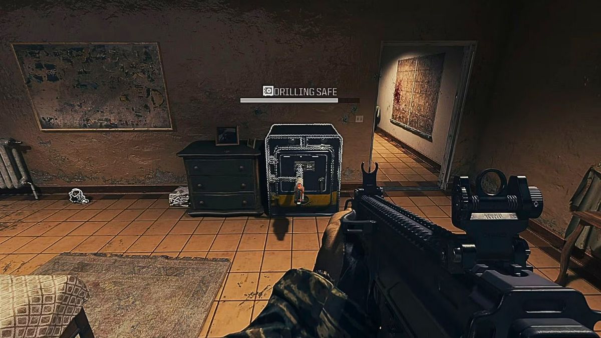 An image showing a character looking at a safe as part of an article titled How to Complete Automated Backup in MW3 Zombies.