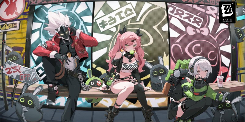 Image of the main cast in Zenless Zone Zero (ZZZ) artwork.