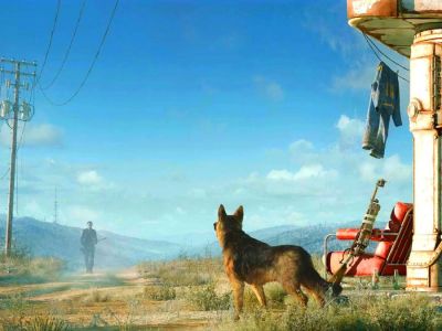 Dogmeat awaits his owner in Fallout 4