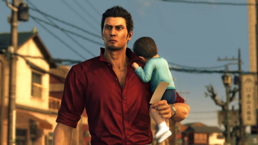 Kiryu holds a child