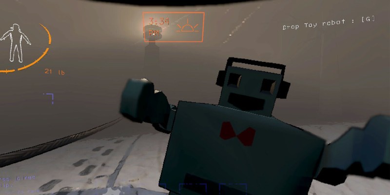 Lethal Company, with the player holding a toy robot on a gloomy world.