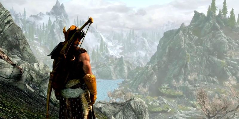 A lone player in The Elder Scrolls V: Skyrim