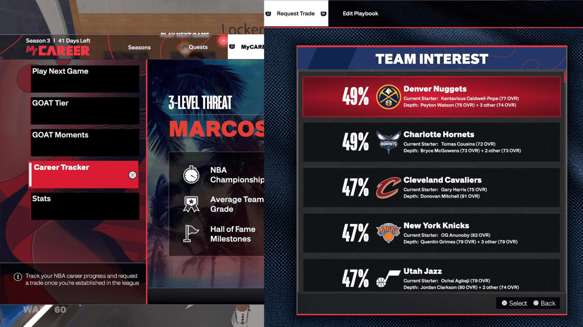 Interest from teams in 2K24. This image is part of an article about how to request a trade in NBA 2K24 MyCAREER.