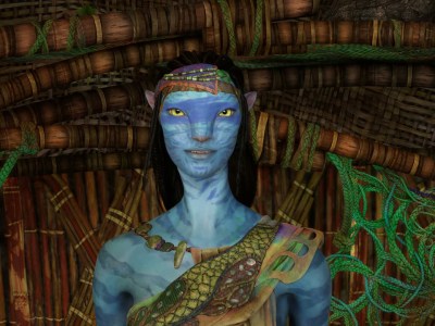 A blue-skinned Na'vi girl.