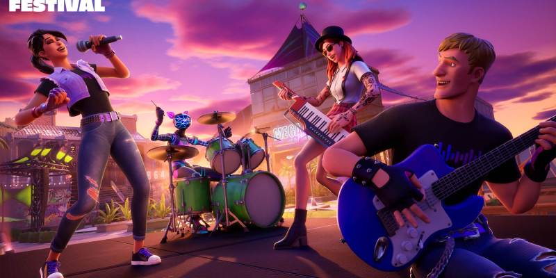 People playing in Fortnite Festival. This image is part of an article about the full setlist in Fortnite Festival.