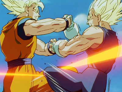 Goku fights Majin Vegeta
