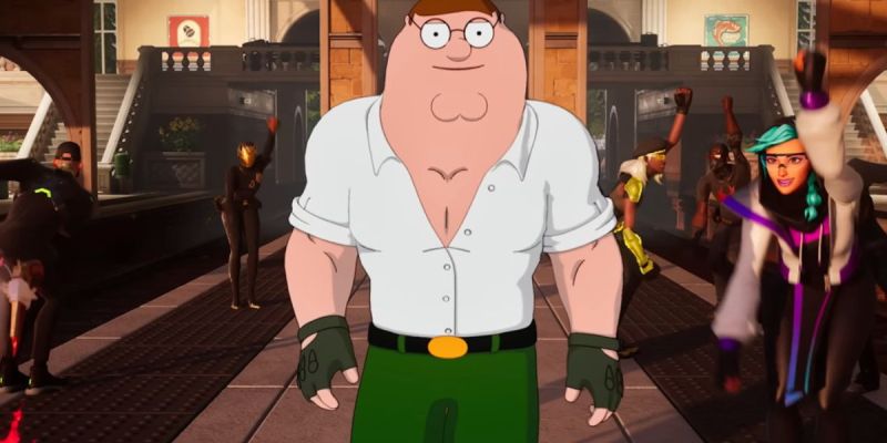 Peter Griffin walking in the Fortnite Battle Royale trailer. This image is part of an article about is a Joe Swanson skin coming to Fortnite.