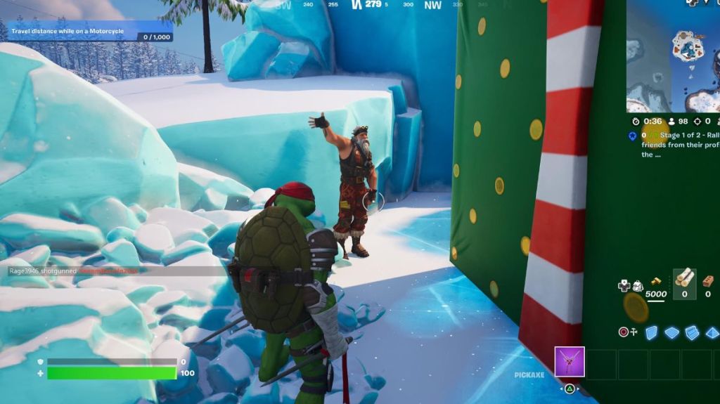 Sgt Winter waving in Winterburg in Fortnite.