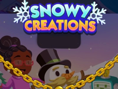 A header-sized image for the Snowy Creations tournament in Monopoly GO.