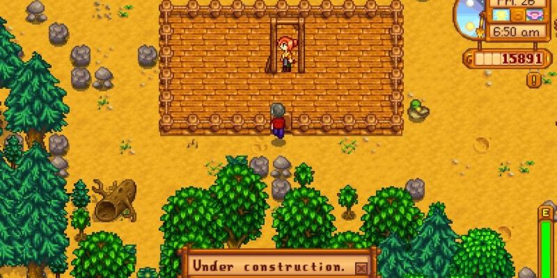 Robin works on renovations in Stardew Valley.