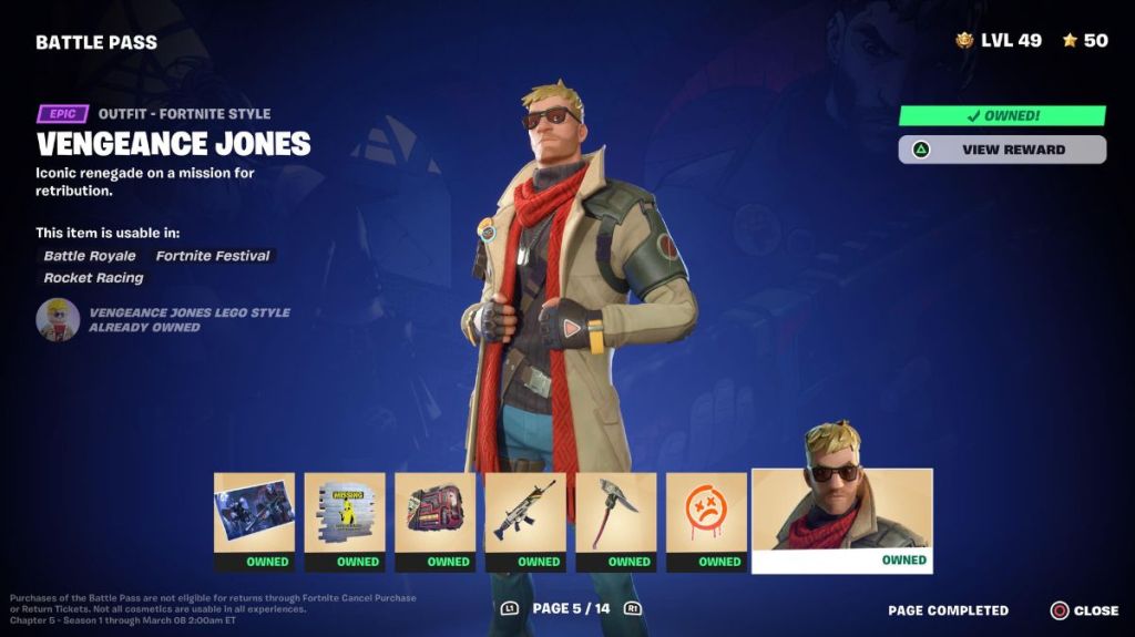 Vengeance Jones in Chapter 5 Battle Pass in Fortnite.