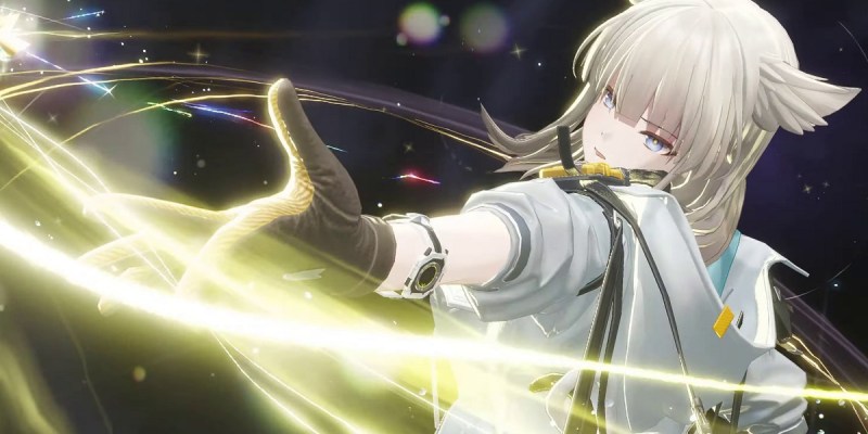 Image of cat-eared girl preparing to attack a monster with a powerful golden spell in Arknights: Endfield.
